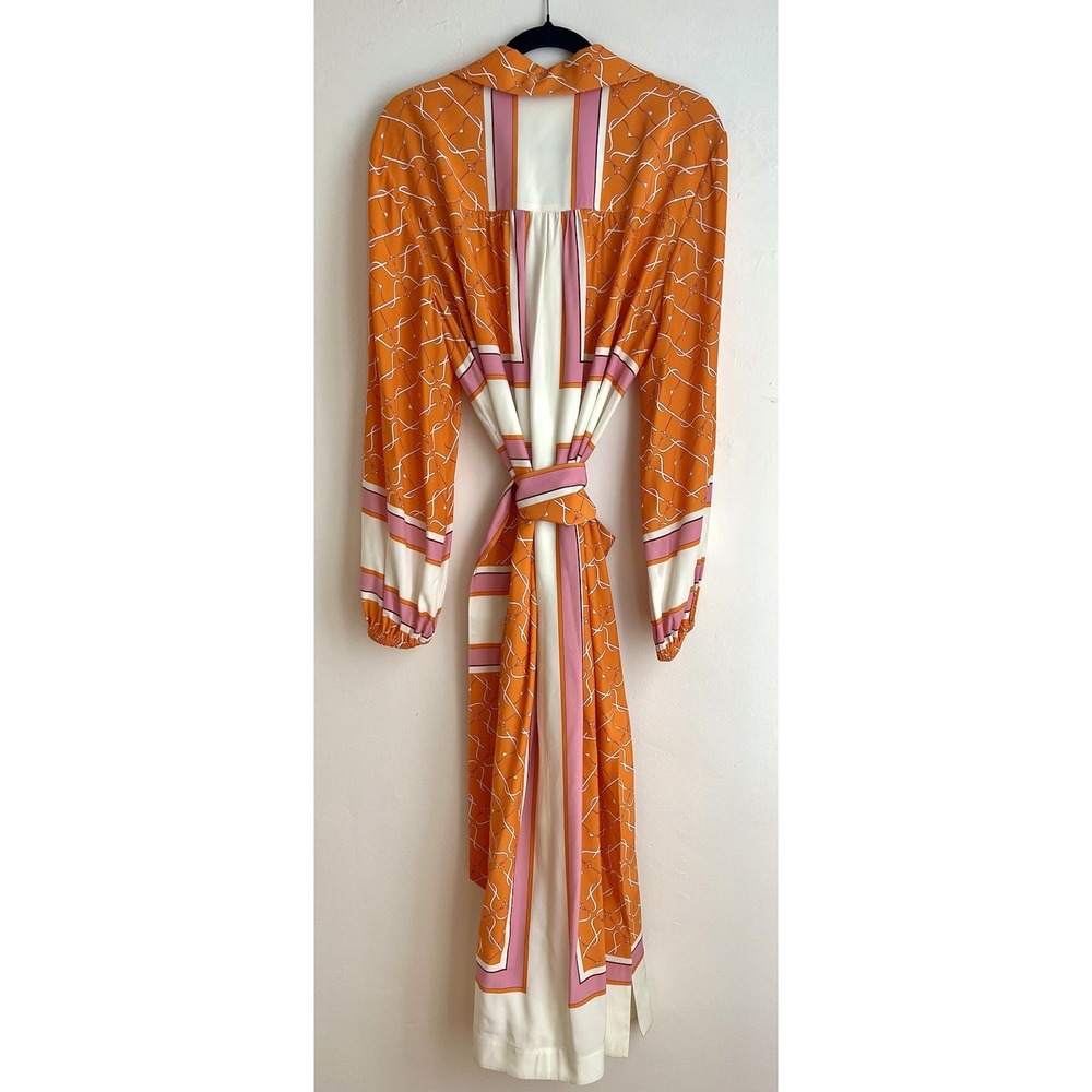 Sunset Lover $1299 Elbaz 100% Silk Buttoned Caftan Dress Scarfe Print US 12 - Picture 7 of 12
